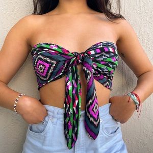 Blue blush colorful crop top
